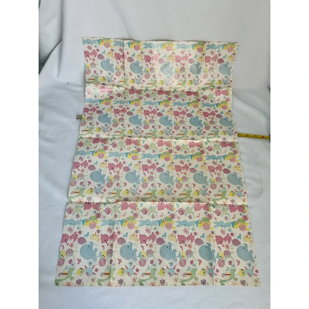 Vintage Wrapping Paper Gift Wrap Baby Shower Lot Babies Stork Bunnies